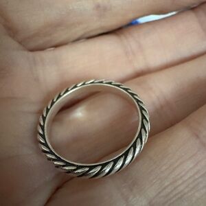 David Yurman Sterling Twisted Rope Accent Ring - Silver